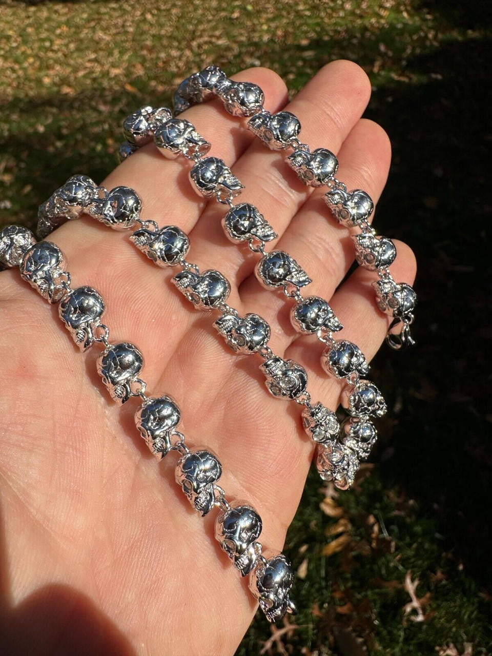 MOISSANITE Custom Skull Link Death Necklace Chain - 925 Silver - 9.5mm - 18"-28"