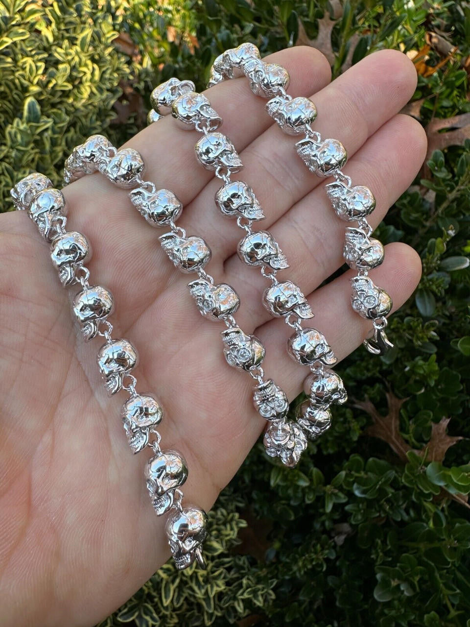 MOISSANITE Custom Skull Link Death Necklace Chain - 925 Silver - 9.5mm - 18"-28"
