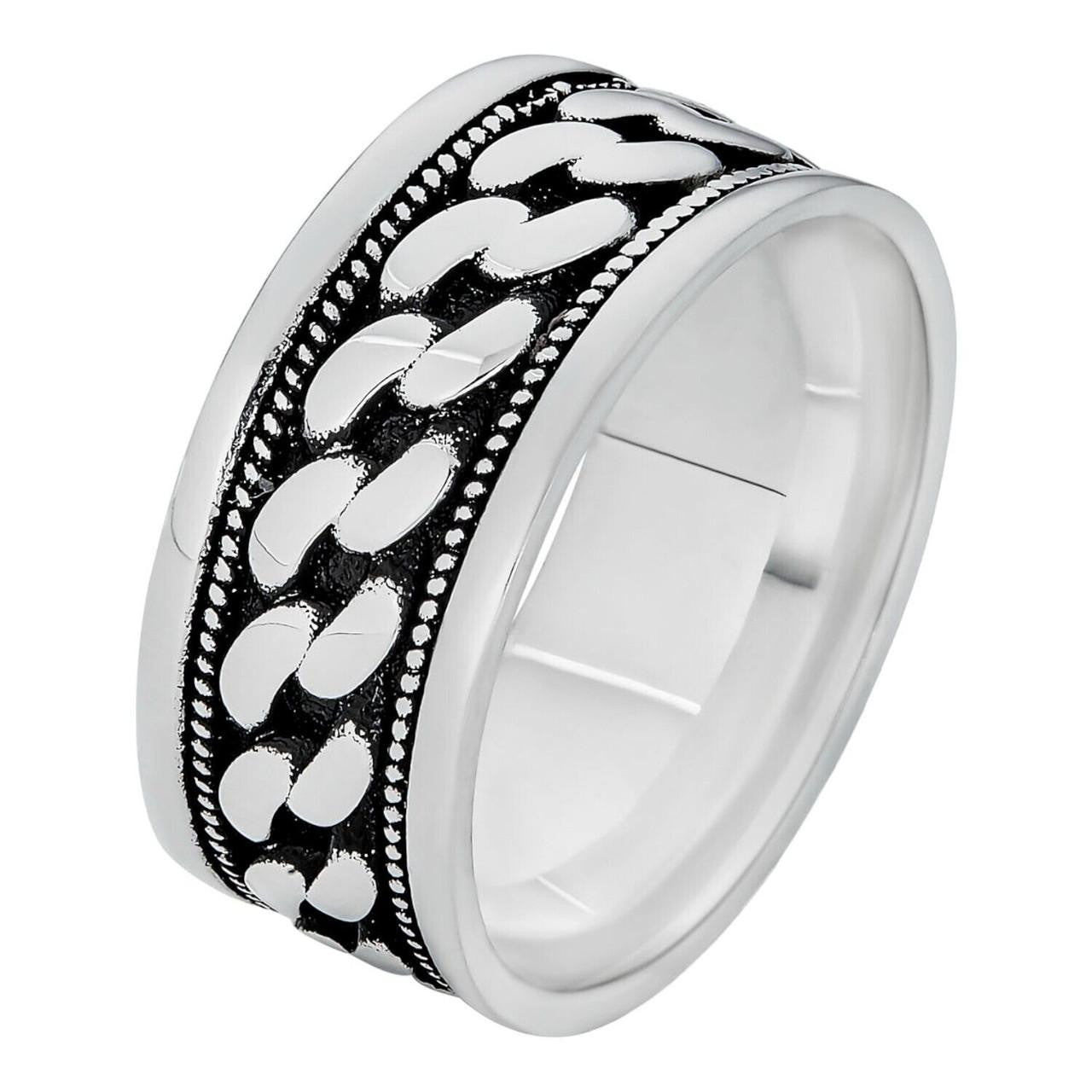 Eternal Love Cuban Link Eternity Band Ring - 925 Silver Oxidized - Plain