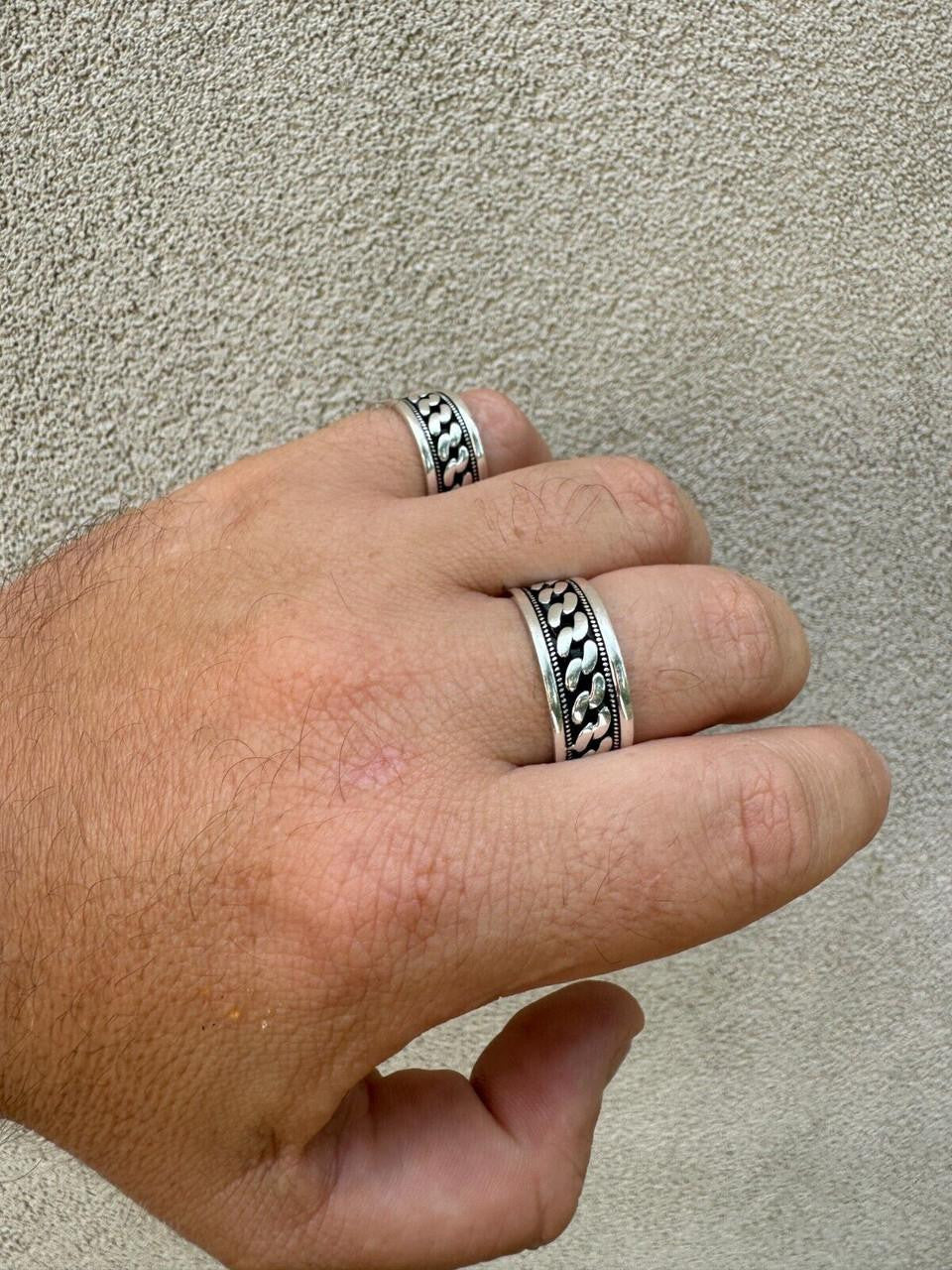 Eternal Love Cuban Link Eternity Band Ring - 925 Silver Oxidized - Plain