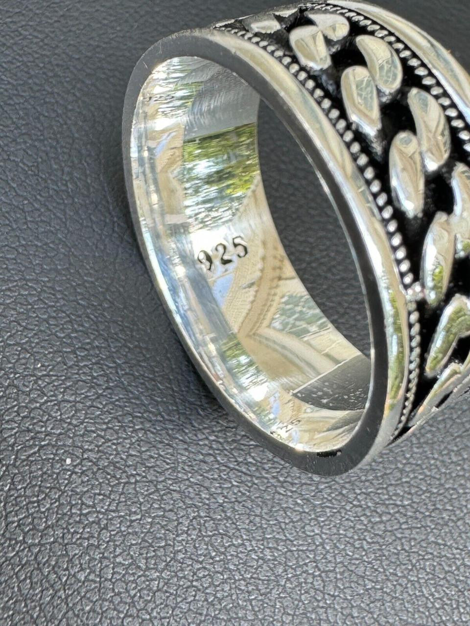 Eternal Love Cuban Link Eternity Band Ring - 925 Silver Oxidized - Plain