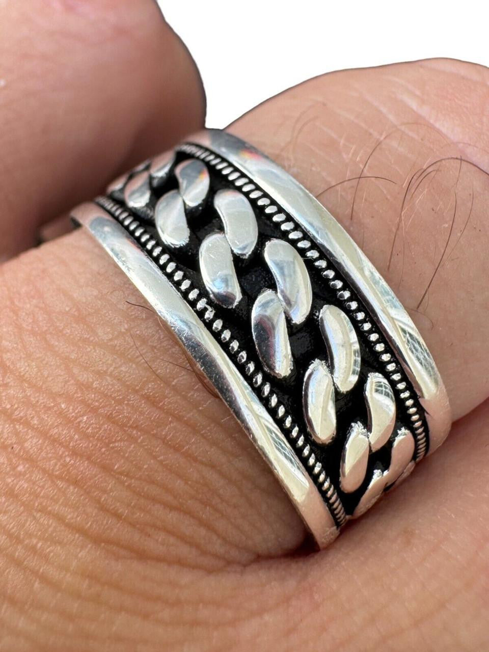 Eternal Love Cuban Link Eternity Band Ring - 925 Silver Oxidized - Plain