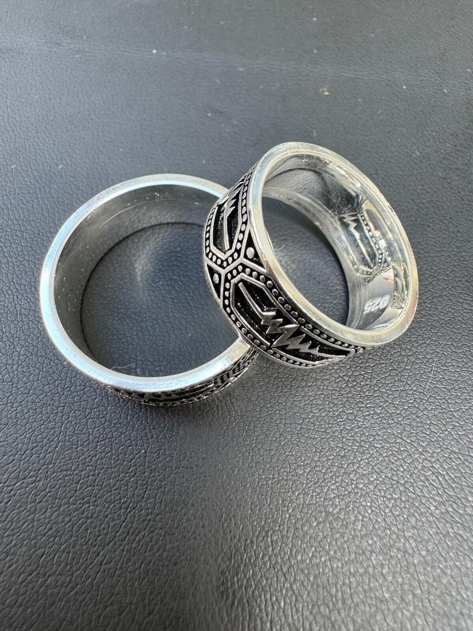Eternal Love Heartbeat Pulse Eternity Band Ring - 925 Silver Oxidized - Plain