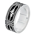 Eternal Love Heartbeat Pulse Eternity Band Ring - 925 Silver Oxidized - Plain