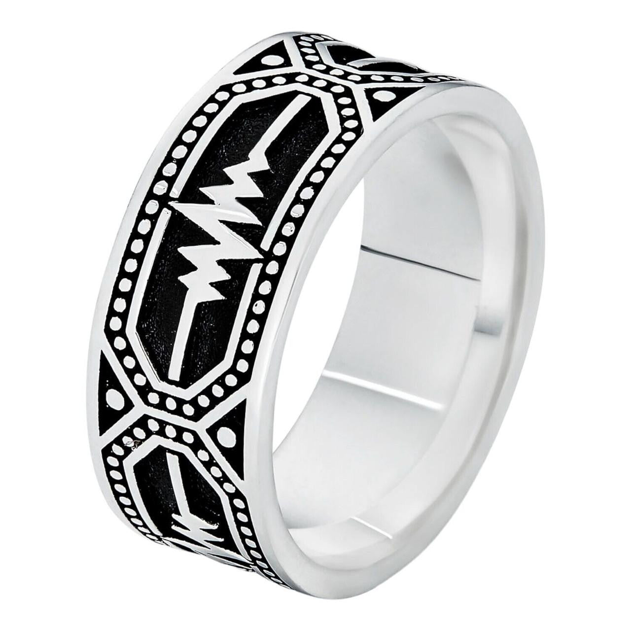 Eternal Love Heartbeat Pulse Eternity Band Ring - 925 Silver Oxidized - Plain