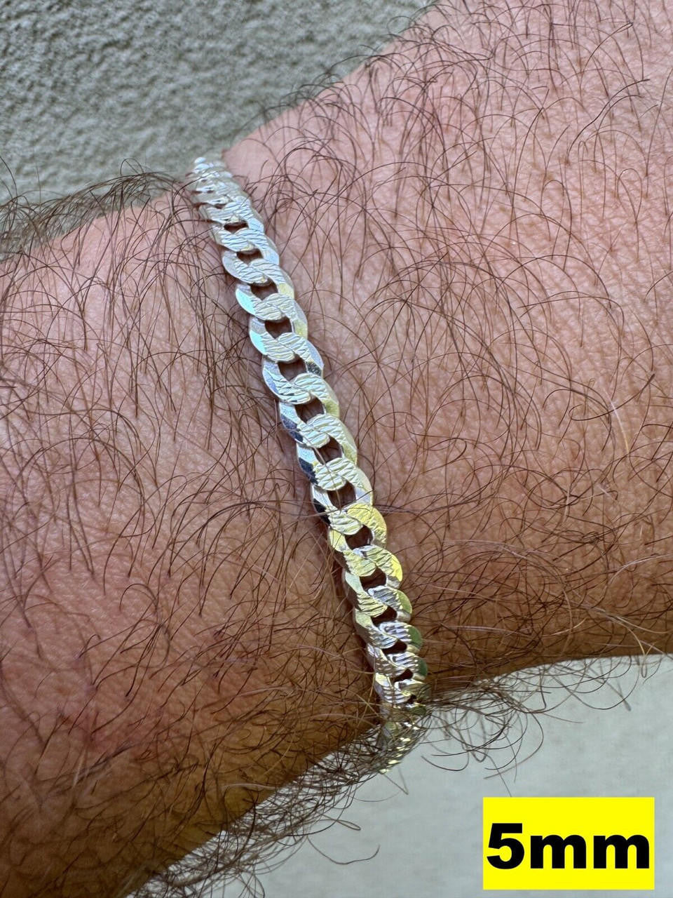 Flat Curb Cuban Bracelet - Diamond Cut 925 Sterling Silver - 6"-9" - 4mm-8mm