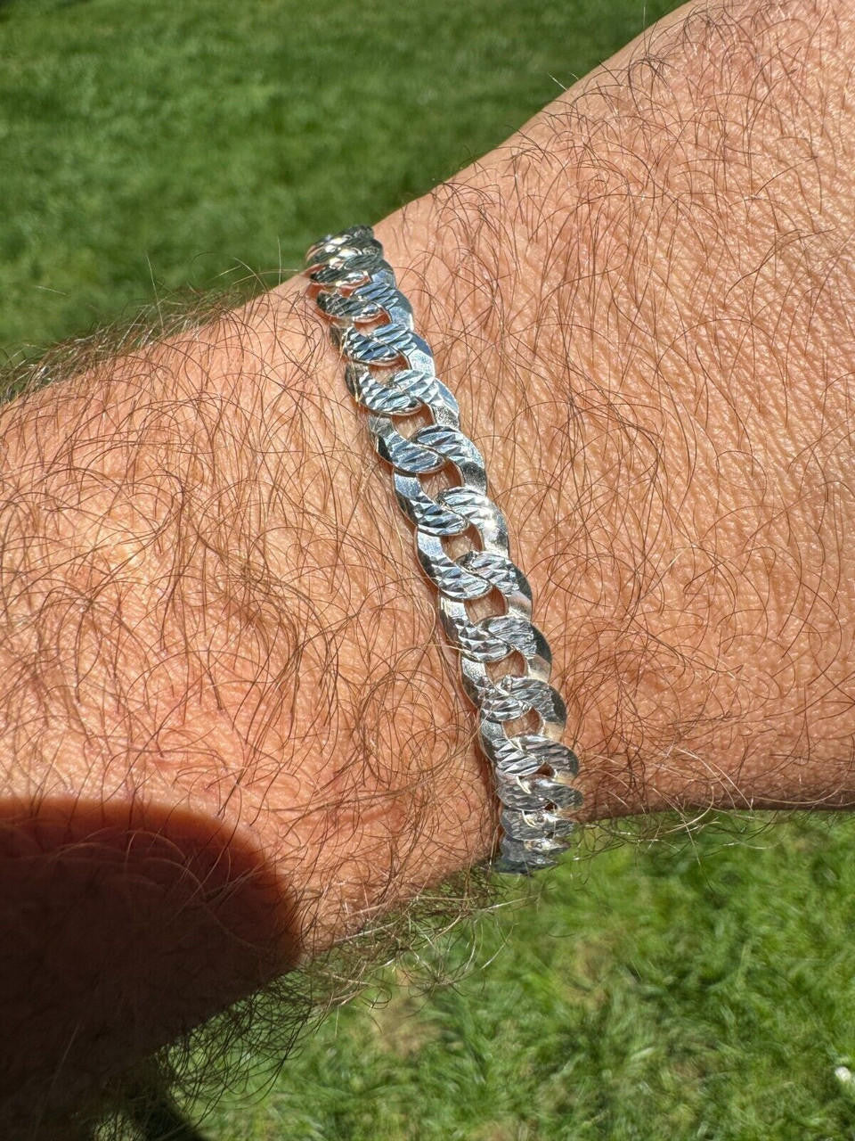 Flat Curb Cuban Bracelet - Diamond Cut 925 Sterling Silver - 6"-9" - 4mm-8mm