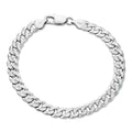 Flat Curb Cuban Bracelet - Diamond Cut 925 Sterling Silver - 6"-9" - 4mm-8mm