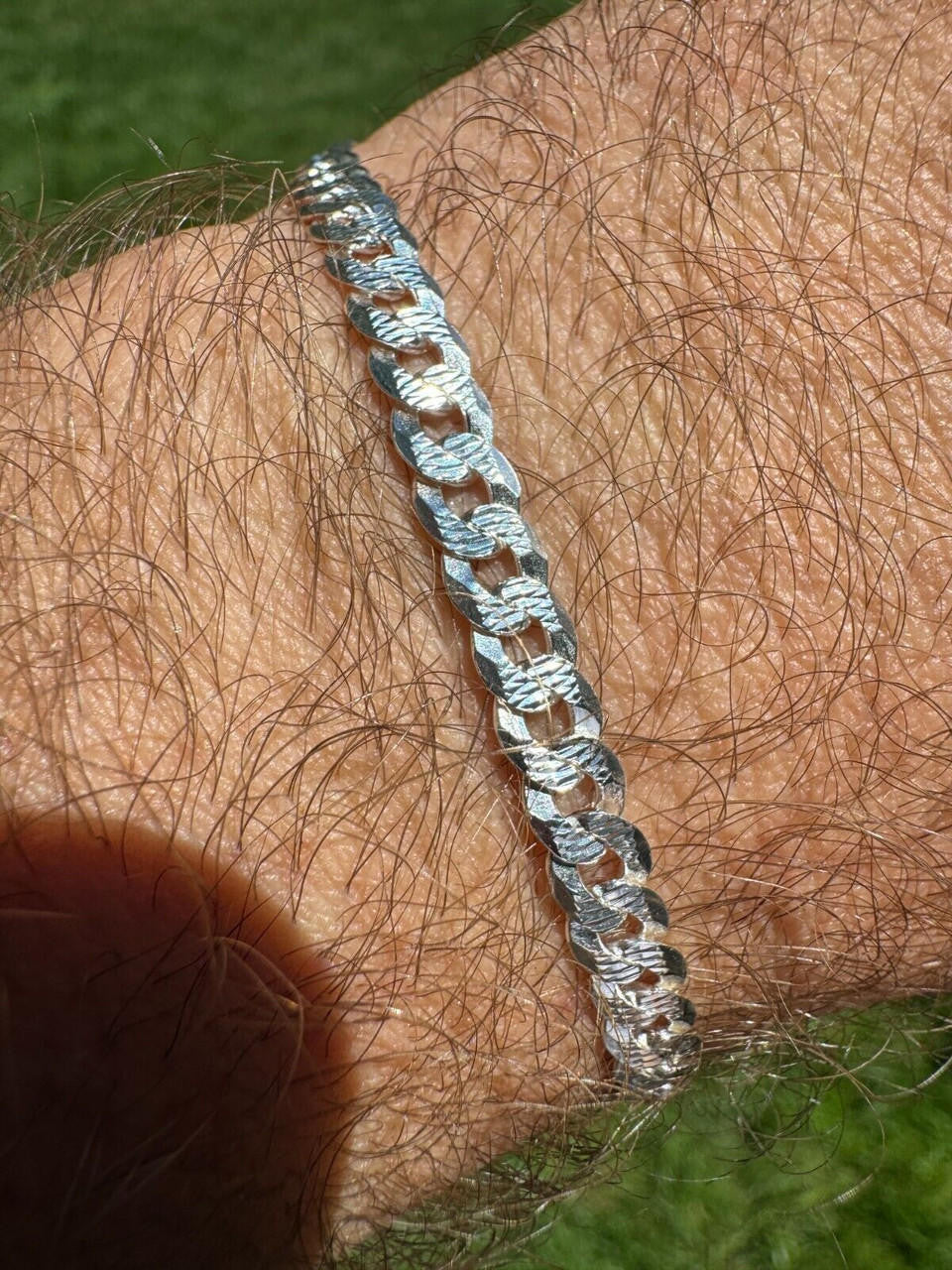Flat Curb Cuban Bracelet - Diamond Cut 925 Sterling Silver - 6"-9" - 4mm-8mm