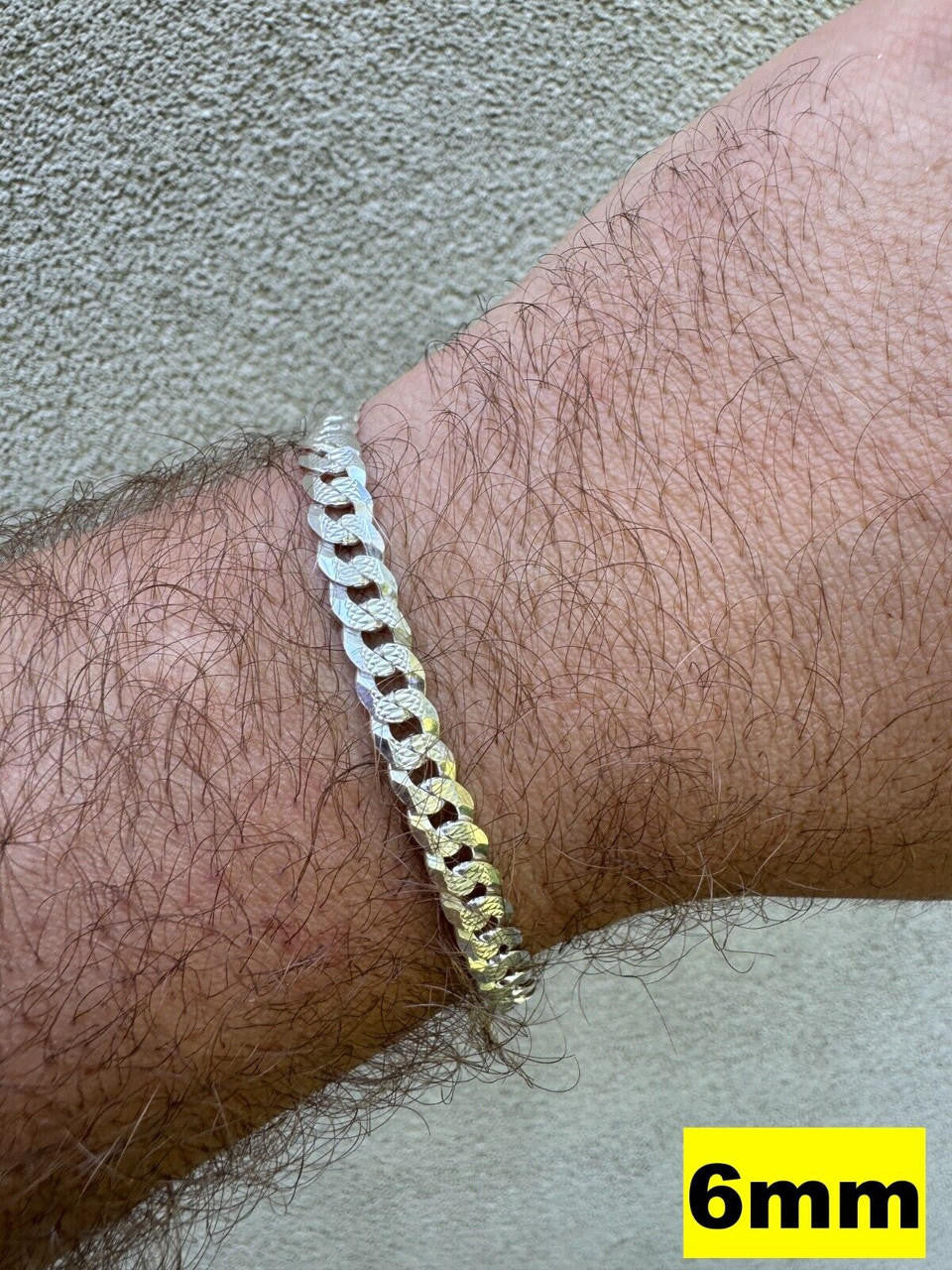 Flat Curb Cuban Bracelet - Diamond Cut 925 Sterling Silver - 6"-9" - 4mm-8mm