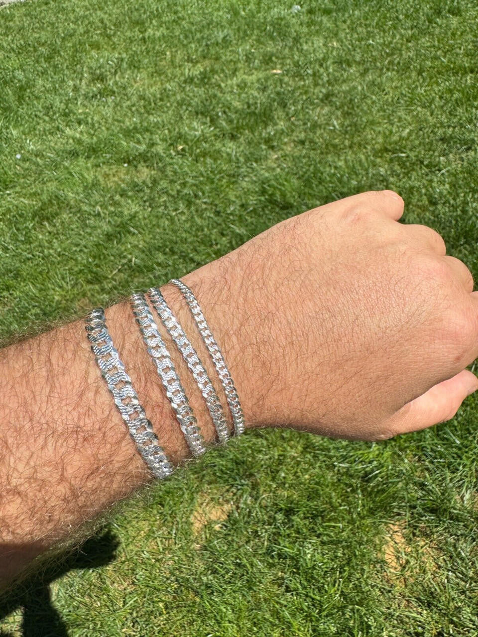 Flat Curb Cuban Bracelet - Diamond Cut 925 Sterling Silver - 6"-9" - 4mm-8mm
