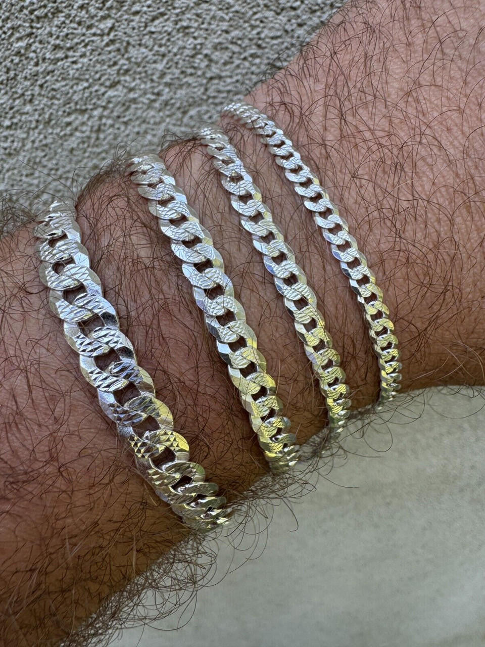 Flat Curb Cuban Bracelet - Diamond Cut 925 Sterling Silver - 6"-9" - 4mm-8mm