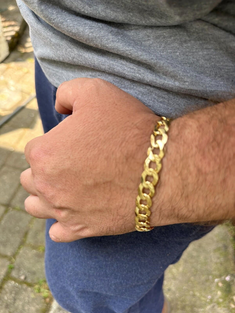 Curb Cuban Link Chain Bracelet W. Box Lock - 14k Gold Vermeil 925 Sterling Silver - 7"-9" - 9.5mm-13mm