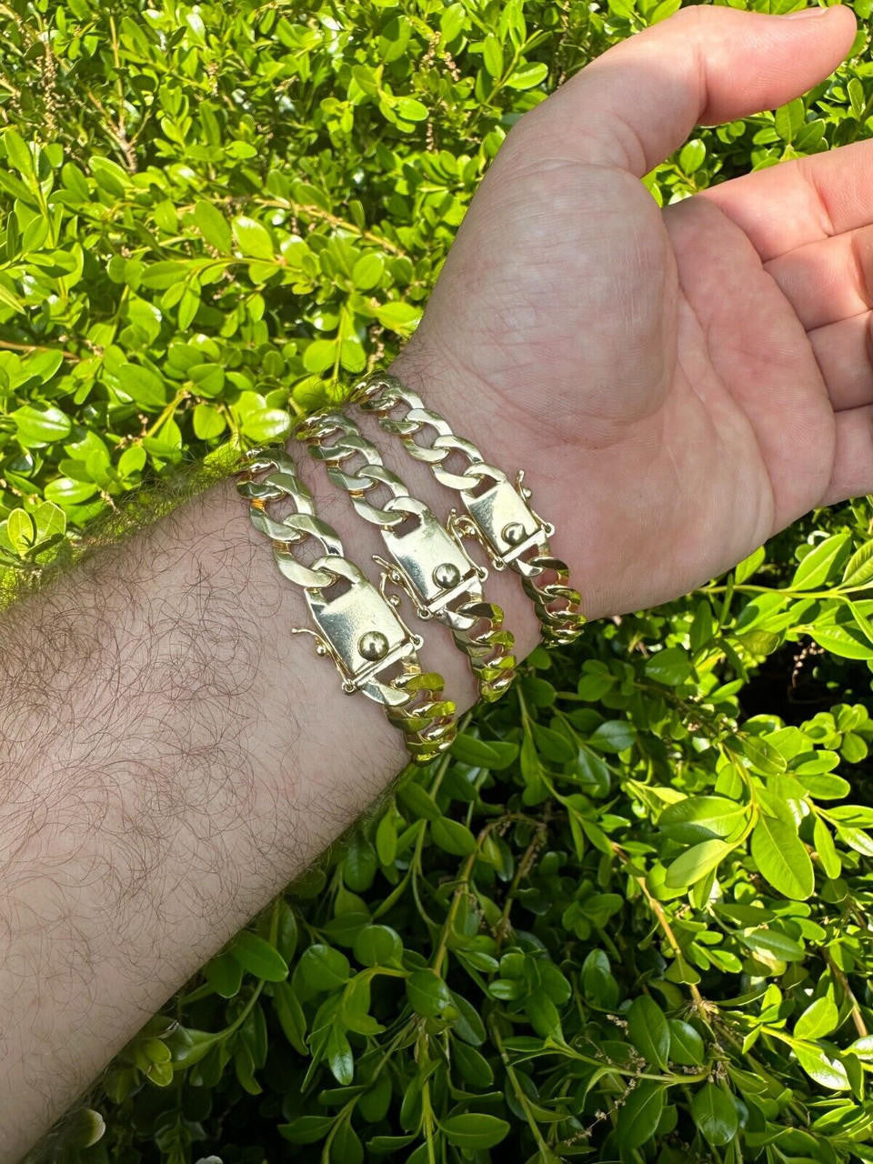Curb Cuban Link Chain Bracelet W. Box Lock - 14k Gold Vermeil 925 Sterling Silver - 7"-9" - 9.5mm-13mm