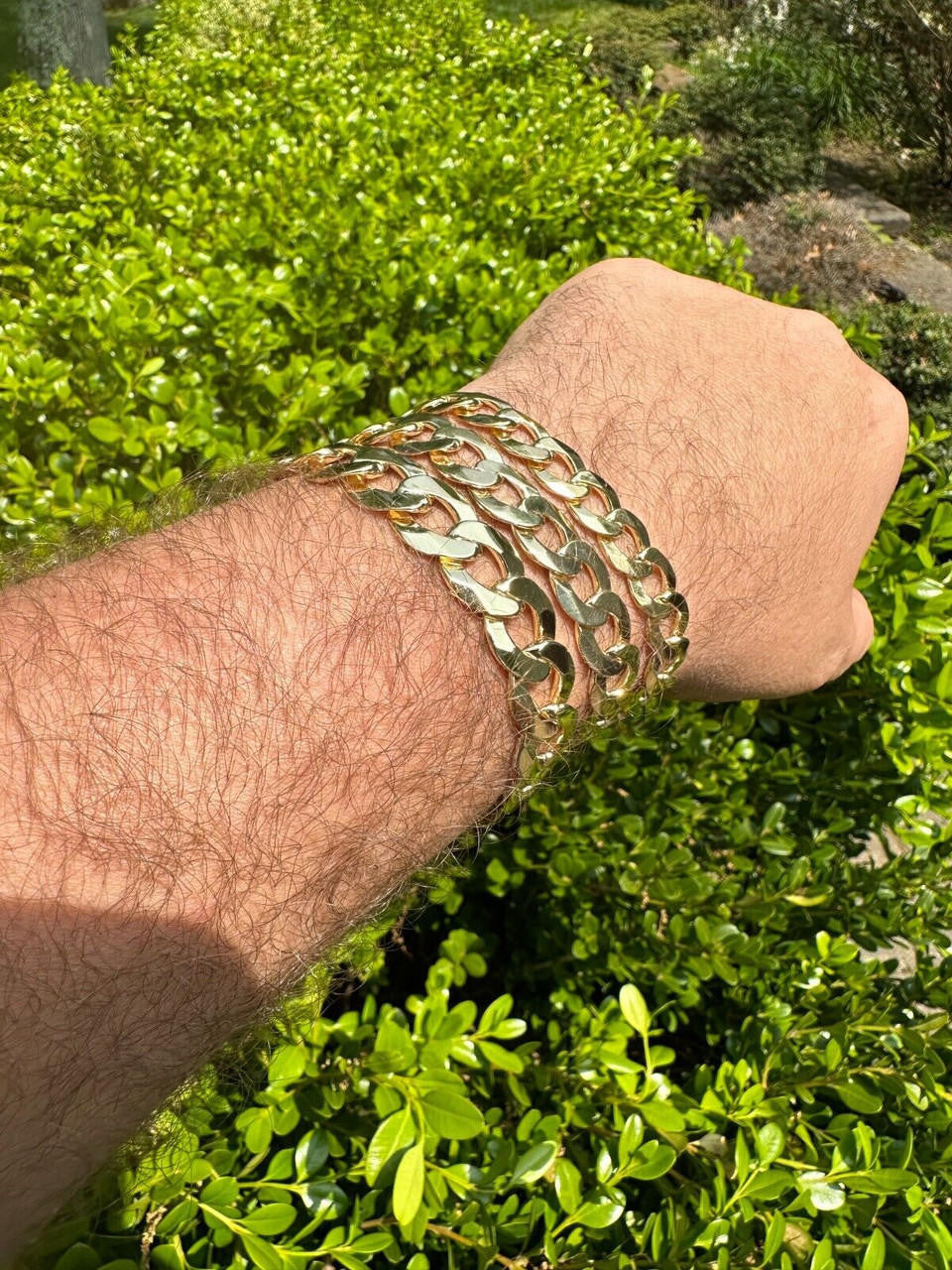 Curb Cuban Link Chain Bracelet W. Box Lock - 14k Gold Vermeil 925 Sterling Silver - 7"-9" - 9.5mm-13mm