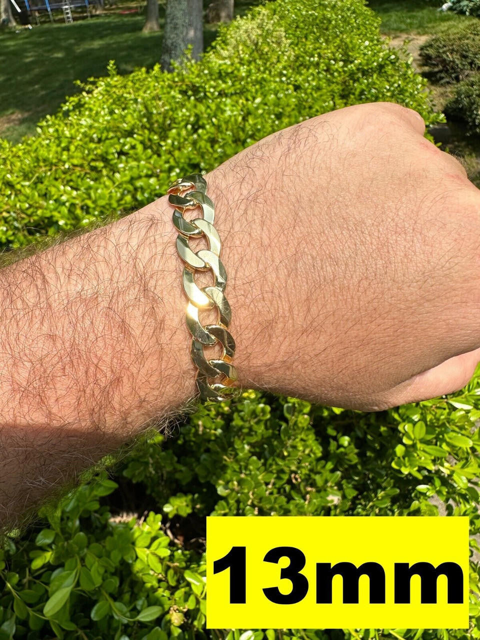 Curb Cuban Link Chain Bracelet W. Box Lock - 14k Gold Vermeil 925 Sterling Silver - 7"-9" - 9.5mm-13mm