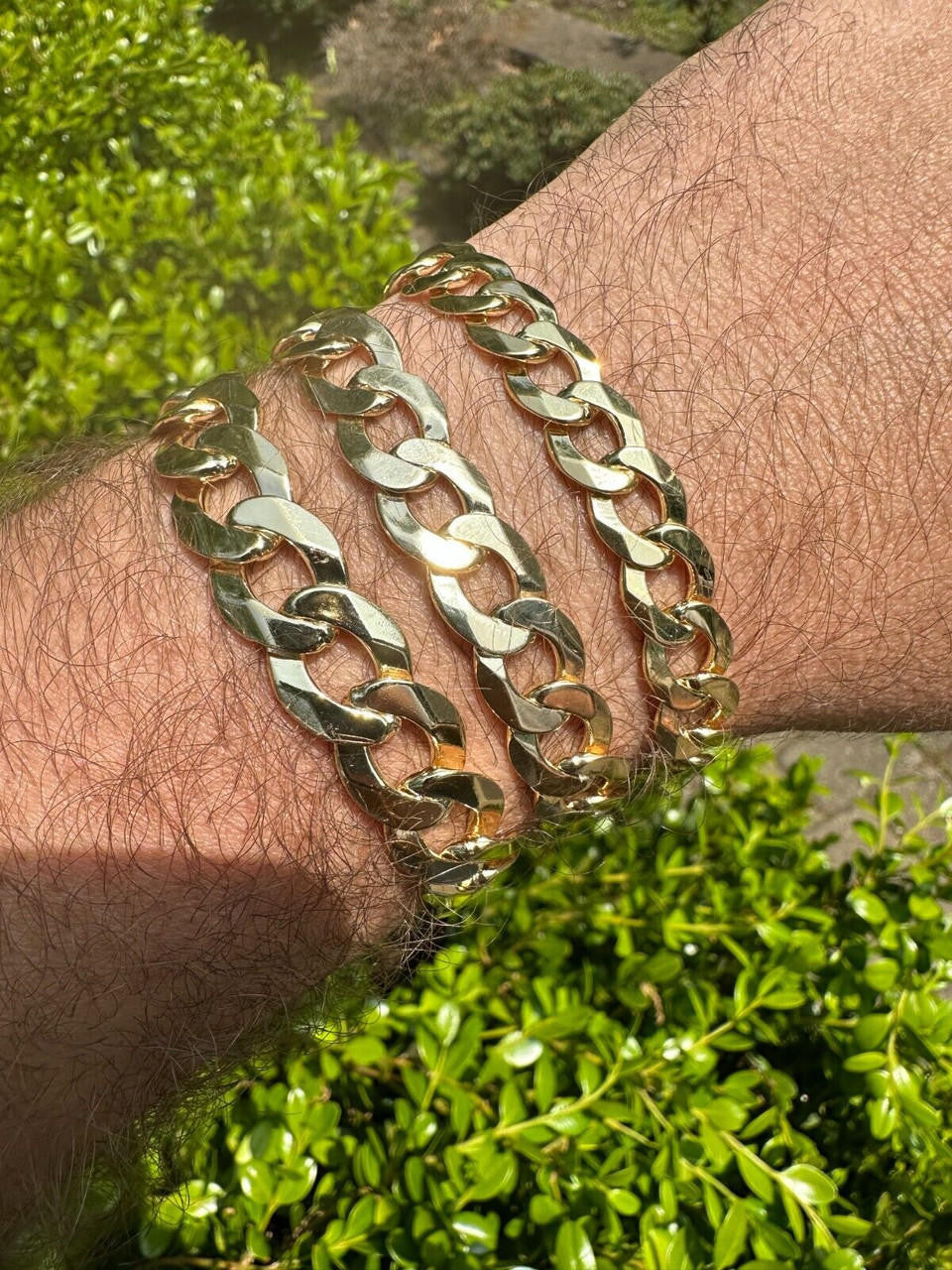 Curb Cuban Link Chain Bracelet W. Box Lock - 14k Gold Vermeil 925 Sterling Silver - 7"-9" - 9.5mm-13mm