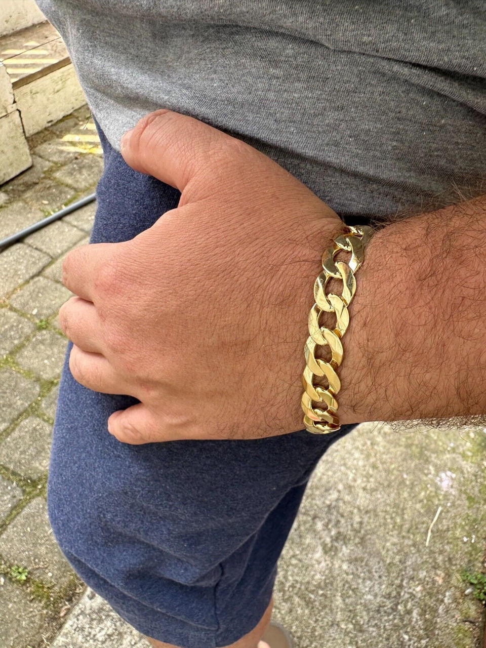 Curb Cuban Link Chain Bracelet W. Box Lock - 14k Gold Vermeil 925 Sterling Silver - 7"-9" - 9.5mm-13mm