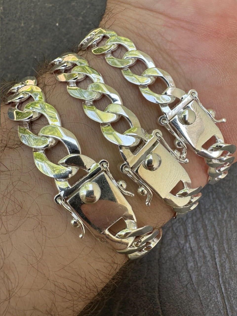 Curb Cuban Link Chain Bracelet W. Box Lock - 925 Sterling Silver - 7"-9" - 9.5mm-13mm