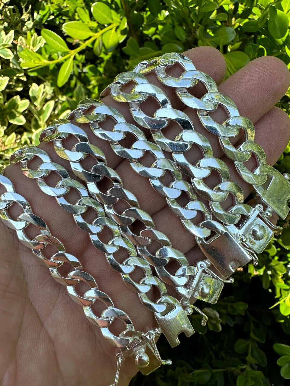 Curb Cuban Link Chain Bracelet W. Box Lock - 925 Sterling Silver - 7"-9" - 9.5mm-13mm