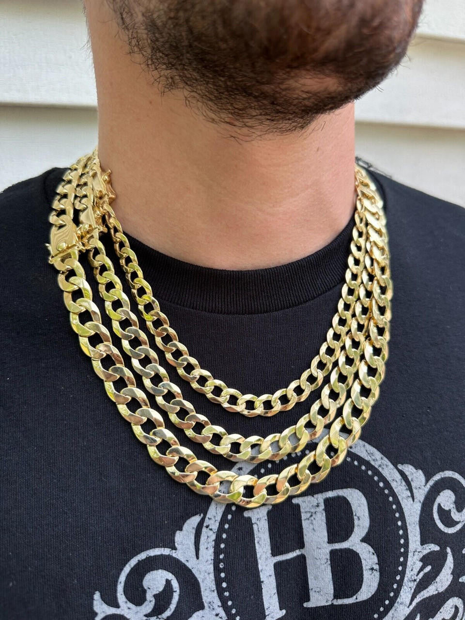 Curb Cuban Link Chain Necklace W. Box Lock - 14k Gold Vermeil 925 Sterling Silver - 18"-30" - 9.5mm-13mm
