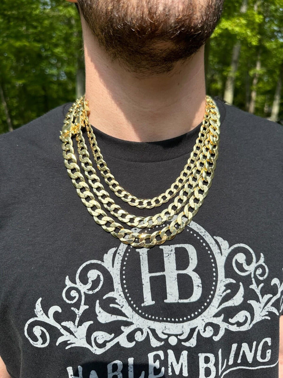 Curb Cuban Link Chain Necklace W. Box Lock - 14k Gold Vermeil 925 Sterling Silver - 18"-30" - 9.5mm-13mm