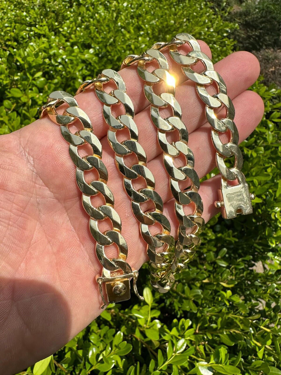Curb Cuban Link Chain Necklace W. Box Lock - 14k Gold Vermeil 925 Sterling Silver - 18"-30" - 9.5mm-13mm