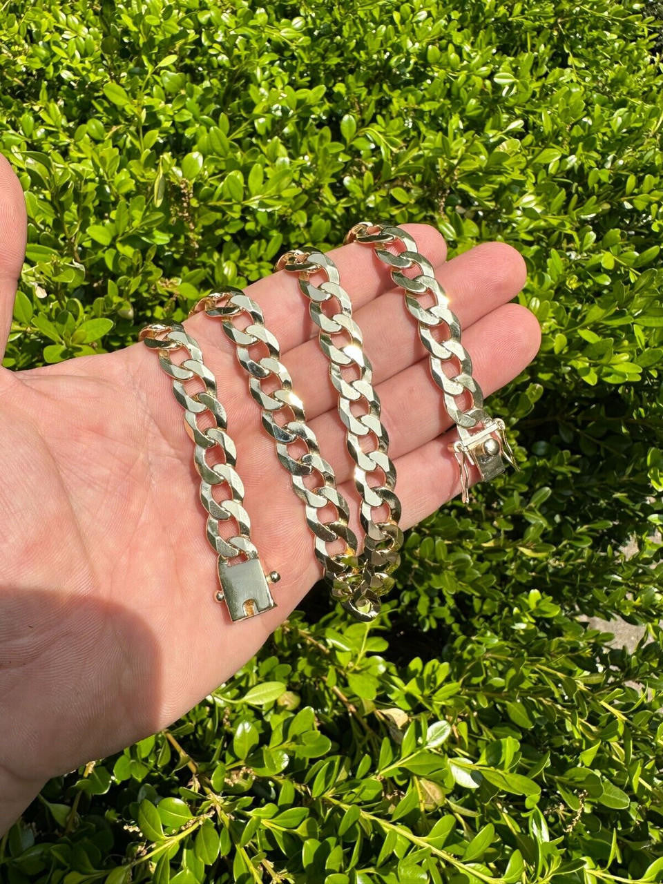 Curb Cuban Link Chain Necklace W. Box Lock - 14k Gold Vermeil 925 Sterling Silver - 18"-30" - 9.5mm-13mm