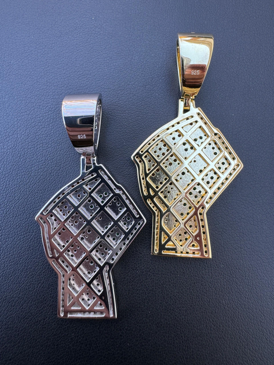 Free Palestine Fist Pendant - 14k Gold Vermeil Or 925 Silver - CZ Stones - Medium 2"