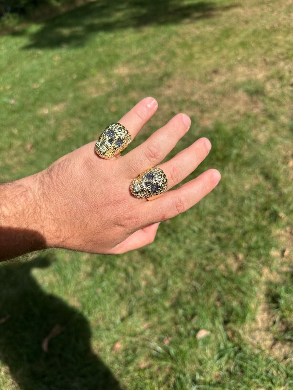 MOISSANITE Death Nugget Ring - 14k Gold Vermeil 925 Silver