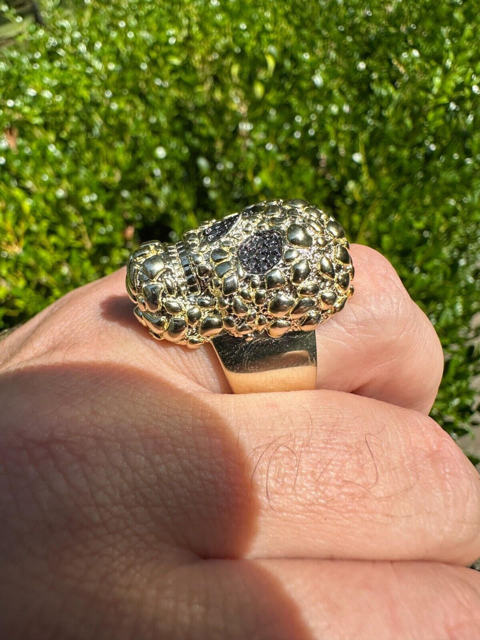 MOISSANITE Death Nugget Ring - 14k Gold Vermeil 925 Silver