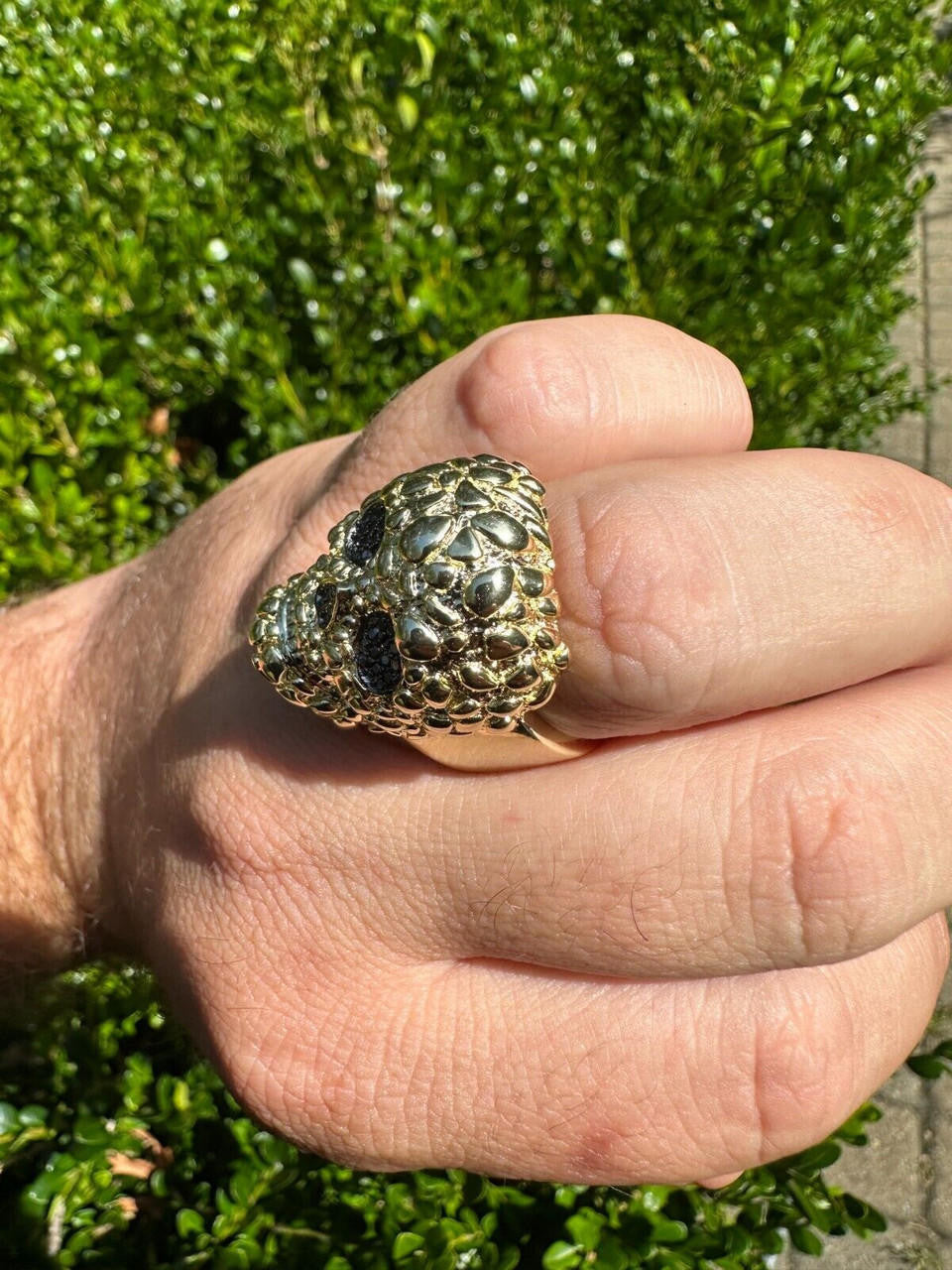 MOISSANITE Death Nugget Ring - 14k Gold Vermeil 925 Silver