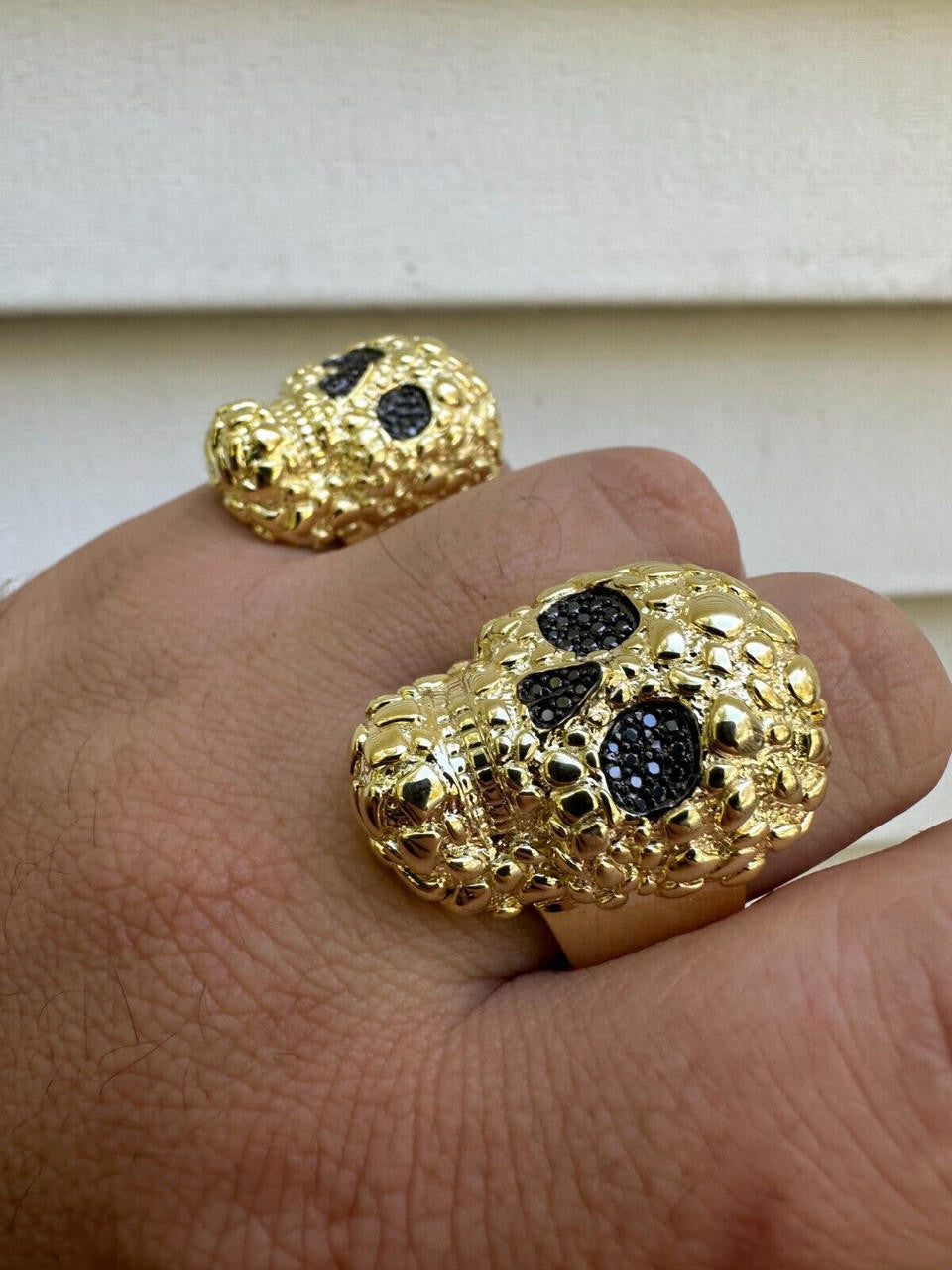 MOISSANITE Death Nugget Ring - 14k Gold Vermeil 925 Silver