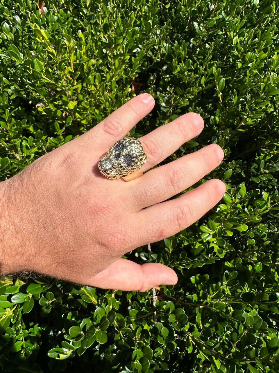 MOISSANITE Death Nugget Ring - 14k Gold Vermeil 925 Silver