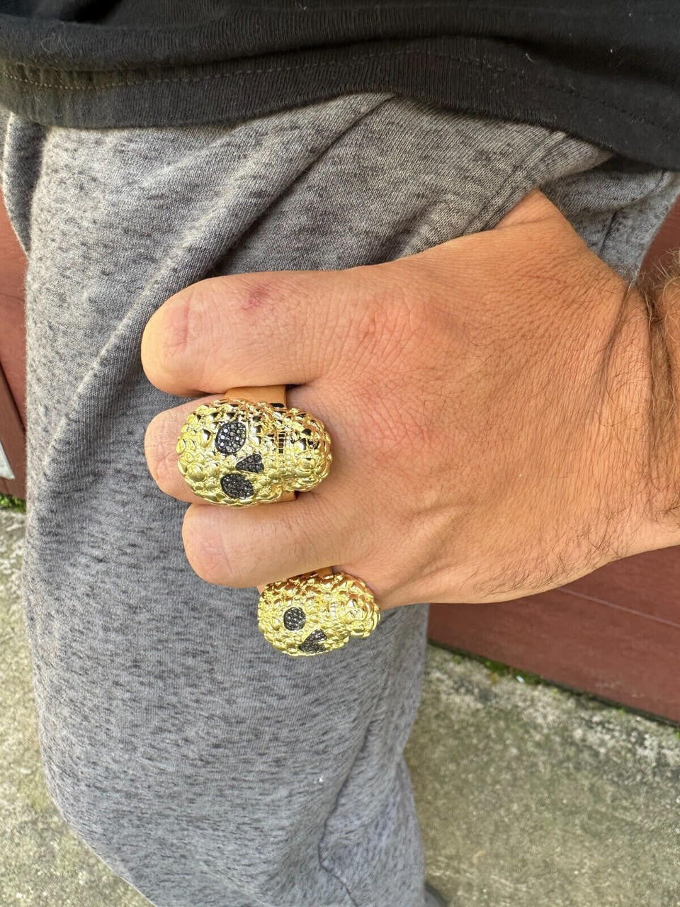 MOISSANITE Death Nugget Ring - 14k Gold Vermeil 925 Silver