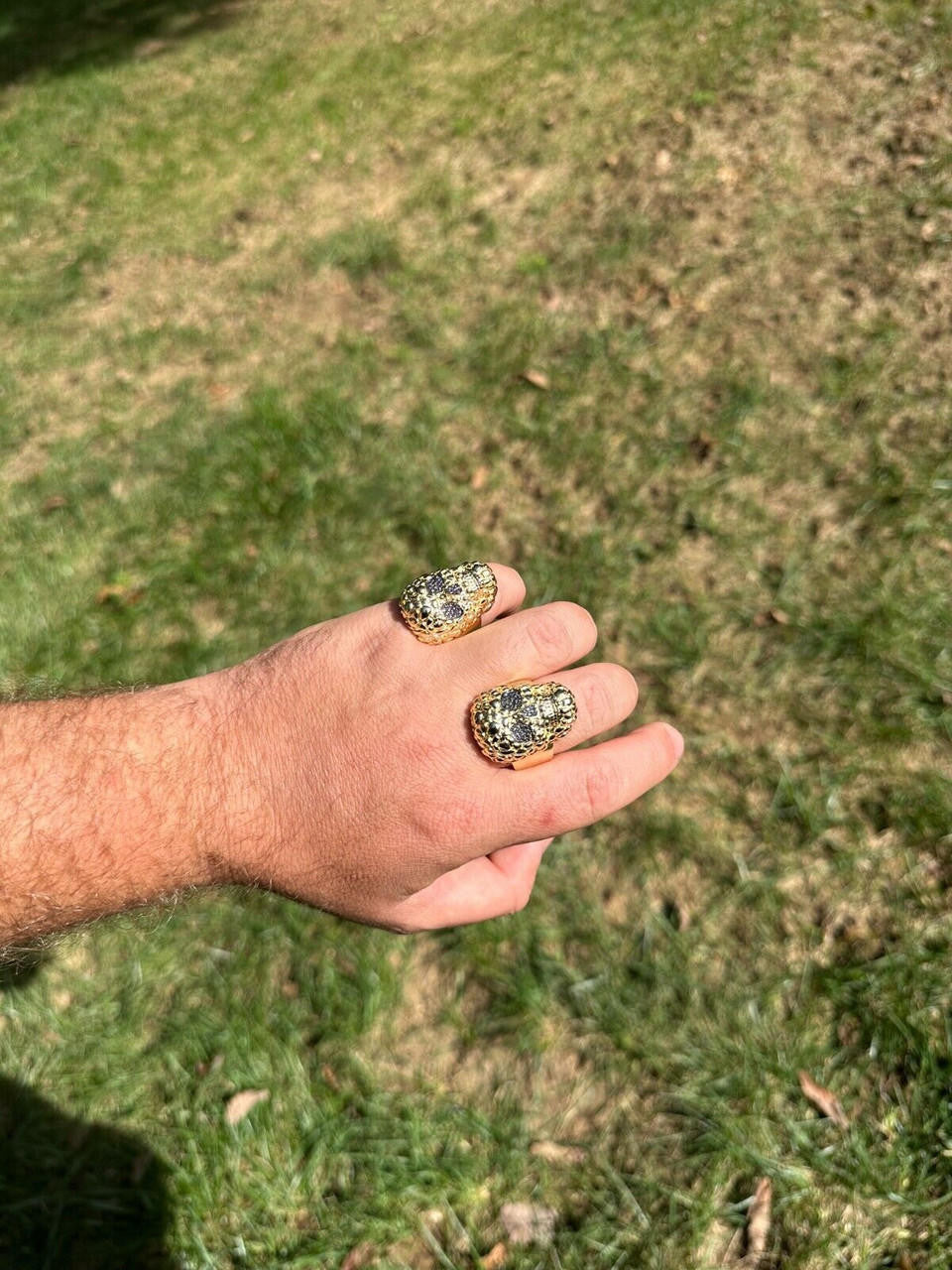 MOISSANITE Death Nugget Ring - 14k Gold Vermeil 925 Silver