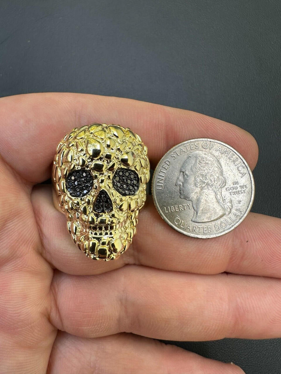 MOISSANITE Death Nugget Ring - 14k Gold Vermeil 925 Silver