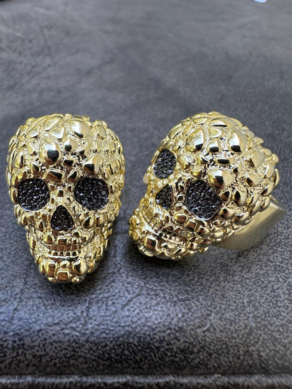 MOISSANITE Death Nugget Ring - 14k Gold Vermeil 925 Silver