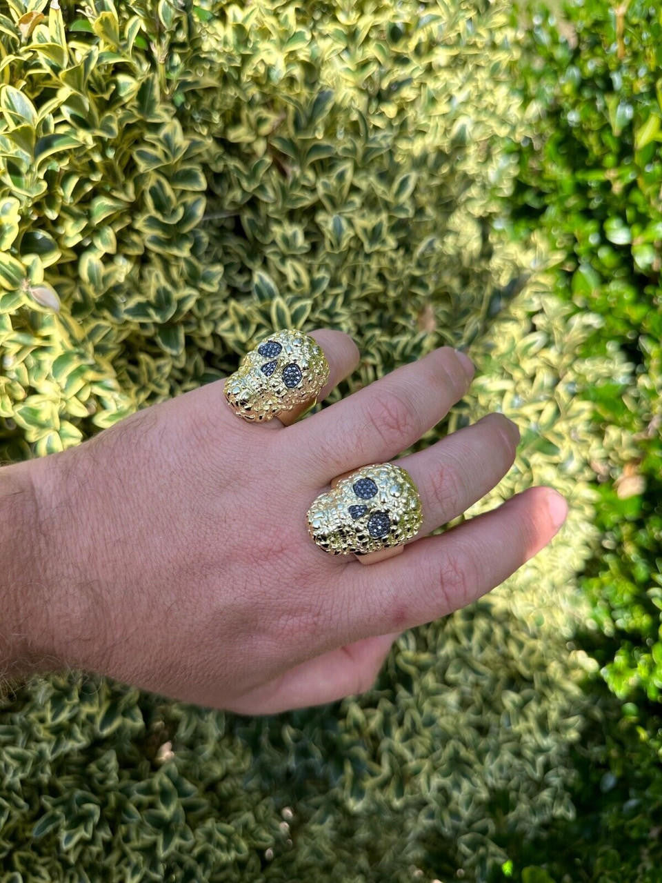 MOISSANITE Death Nugget Ring - 14k Gold Vermeil 925 Silver