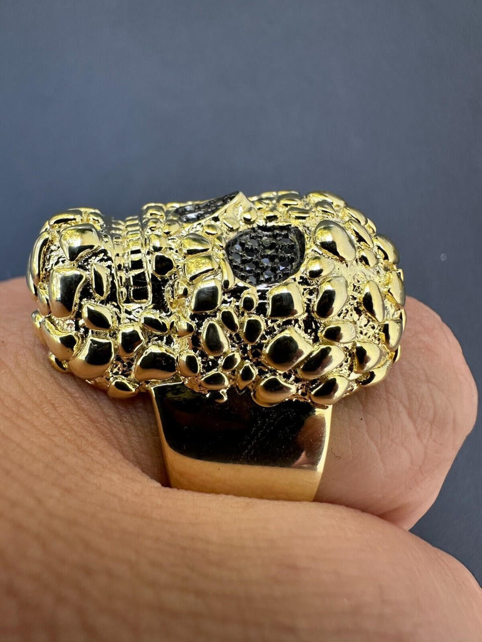 MOISSANITE Death Nugget Ring - 14k Gold Vermeil 925 Silver
