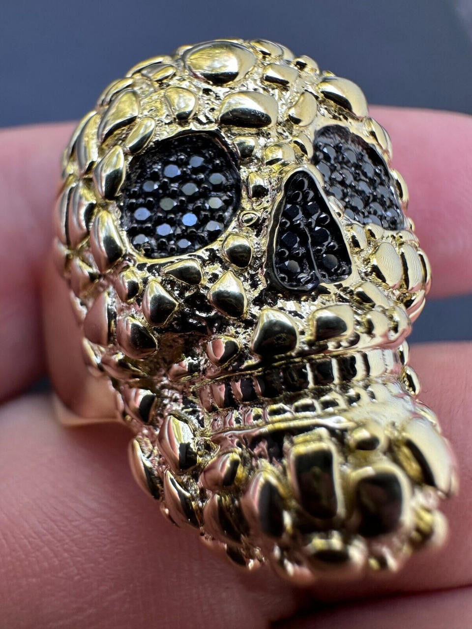 MOISSANITE Death Nugget Ring - 14k Gold Vermeil 925 Silver