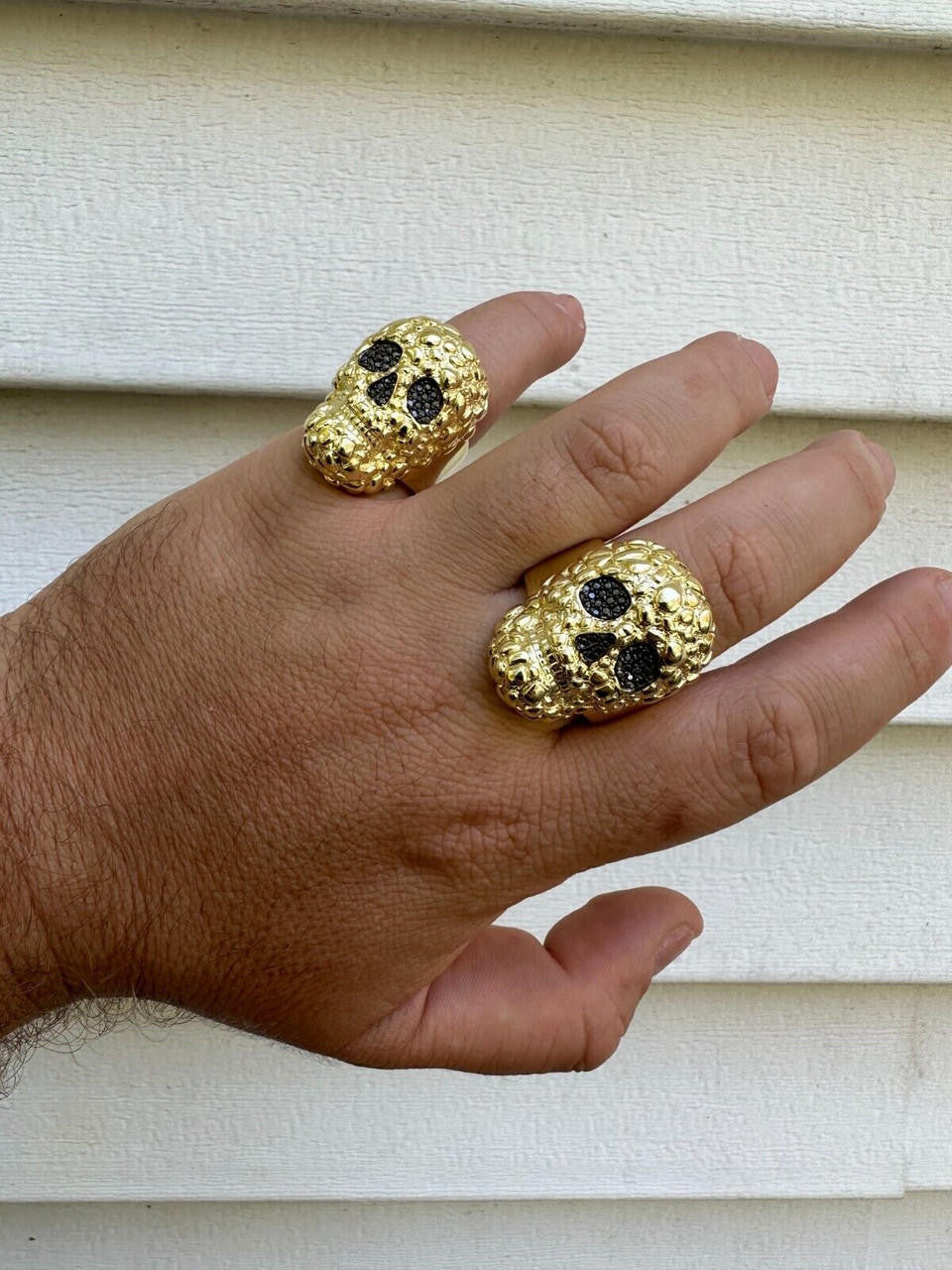 MOISSANITE Death Nugget Ring - 14k Gold Vermeil 925 Silver