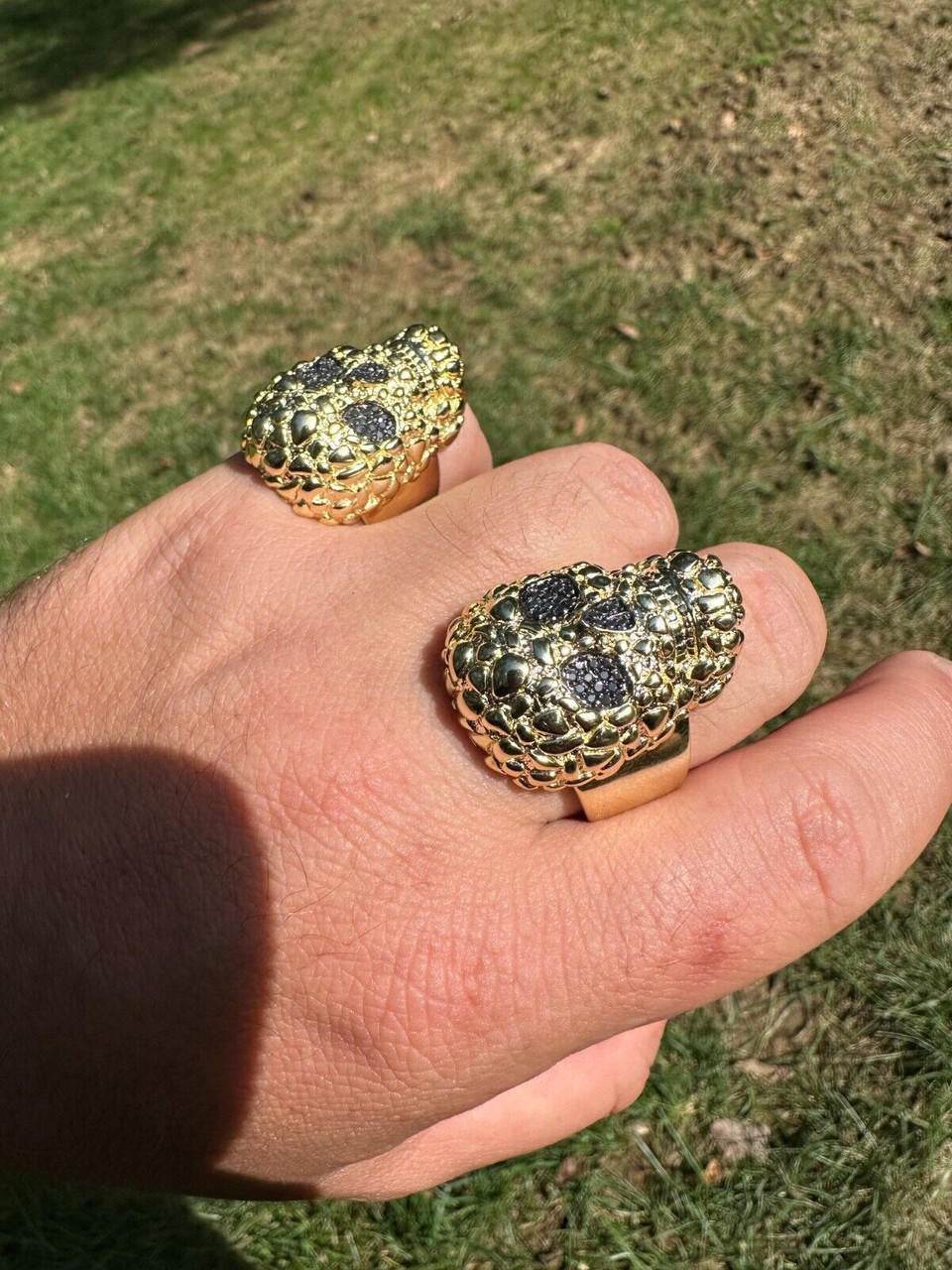 MOISSANITE Death Nugget Ring - 14k Gold Vermeil 925 Silver