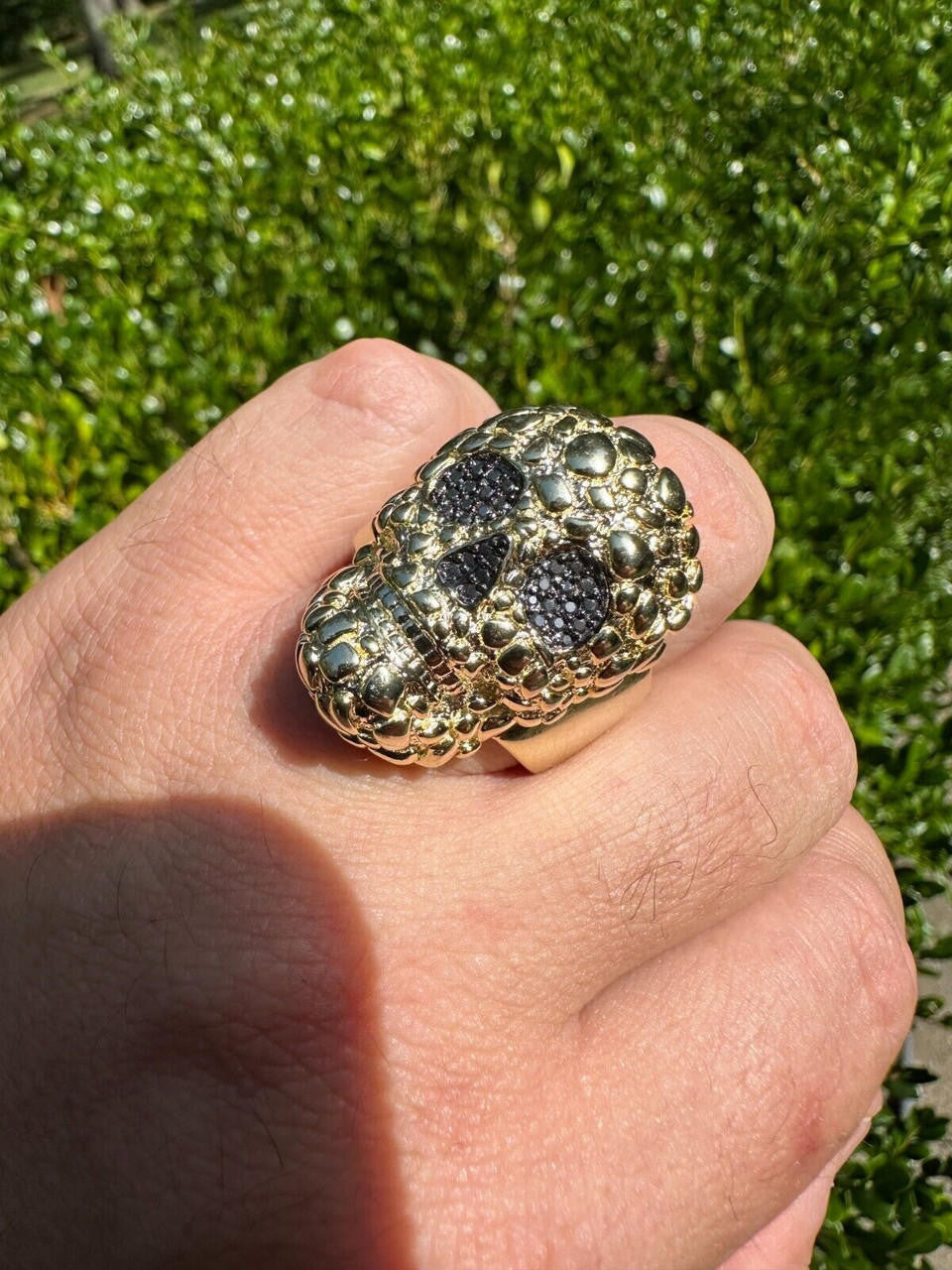 MOISSANITE Death Nugget Ring - 14k Gold Vermeil 925 Silver