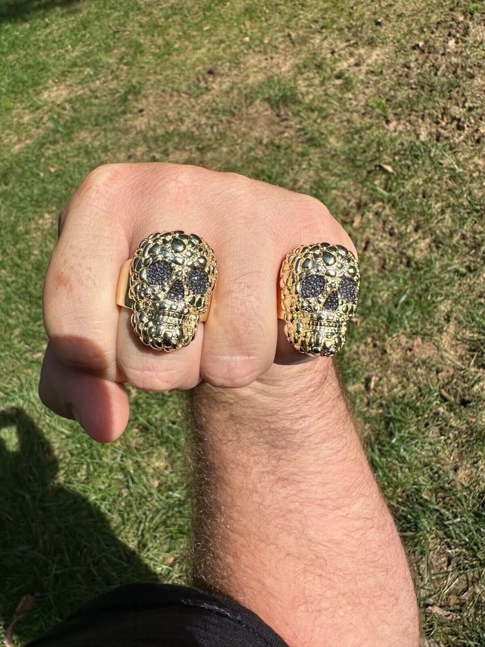MOISSANITE Death Nugget Ring - 14k Gold Vermeil 925 Silver