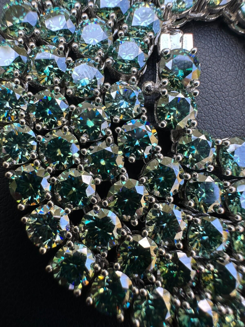 Green Tiffany Blue MOISSANITE Tennis Chain Necklace Iced Out - 925 Silver - 5mm - 16"-28"