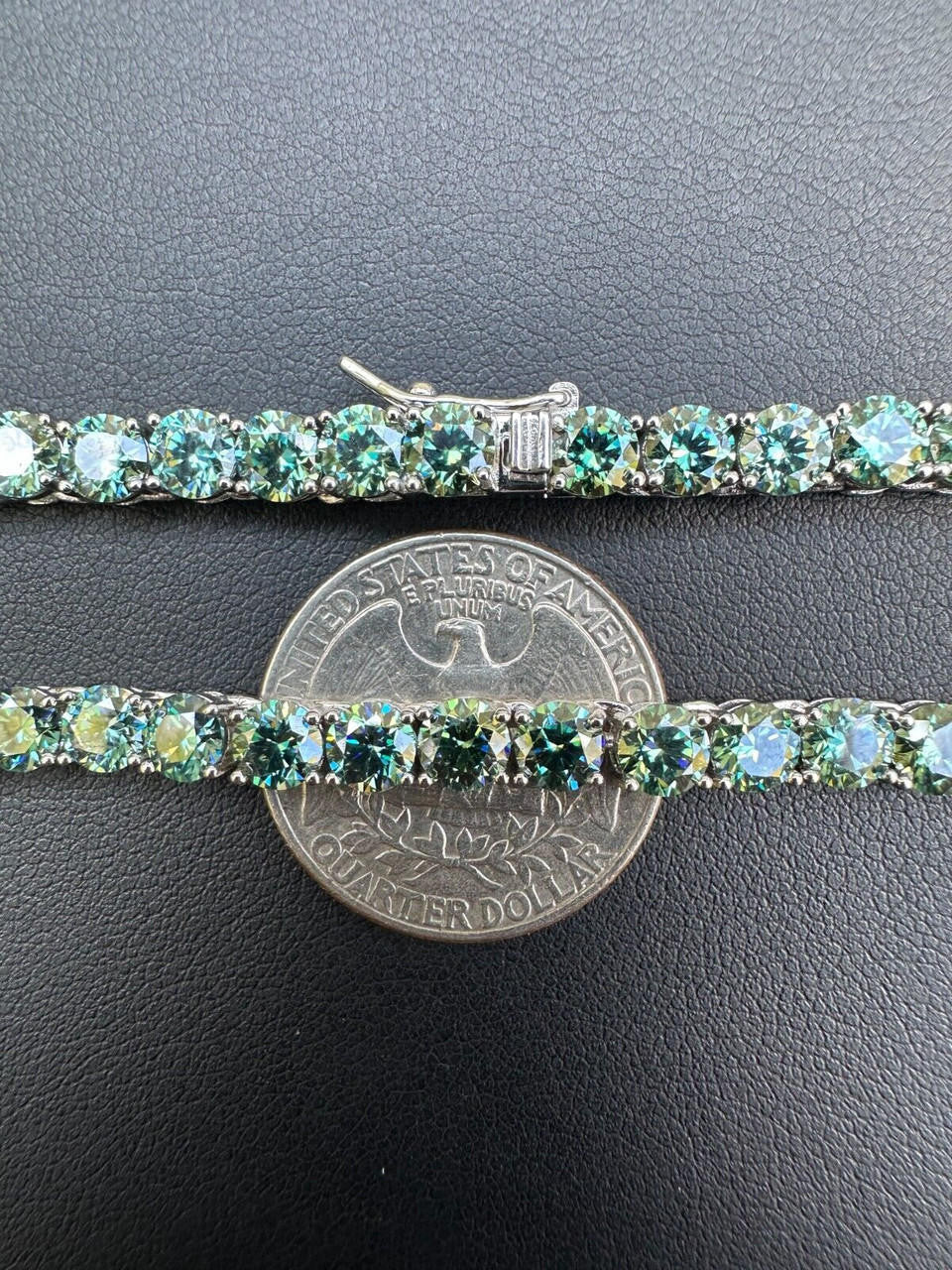 Green Tiffany Blue MOISSANITE Tennis Chain Necklace Iced Out - 925 Silver - 5mm - 16"-28"