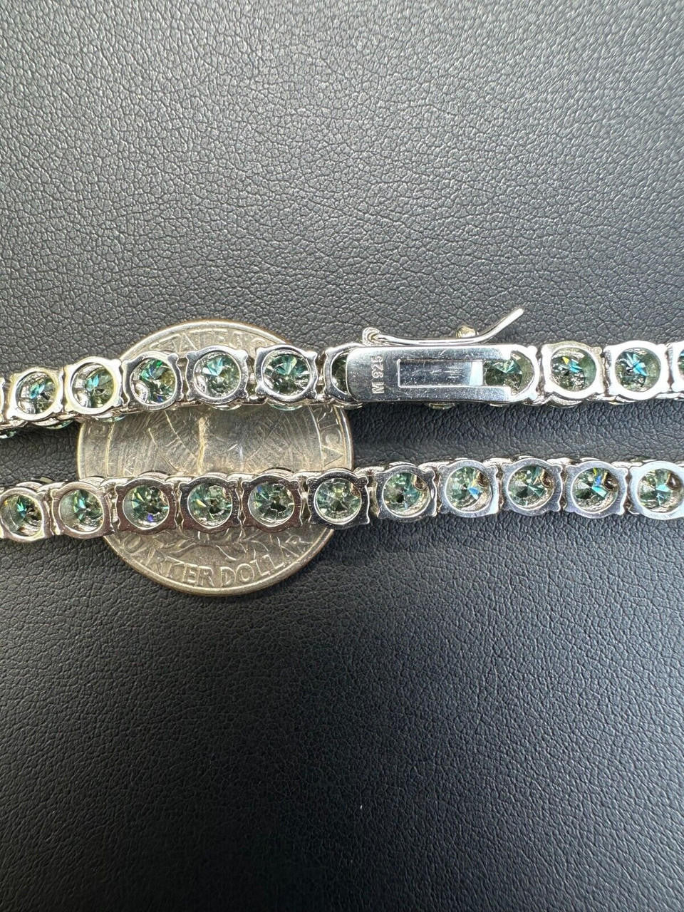 Green Tiffany Blue MOISSANITE Tennis Chain Necklace Iced Out - 925 Silver - 5mm - 16"-28"