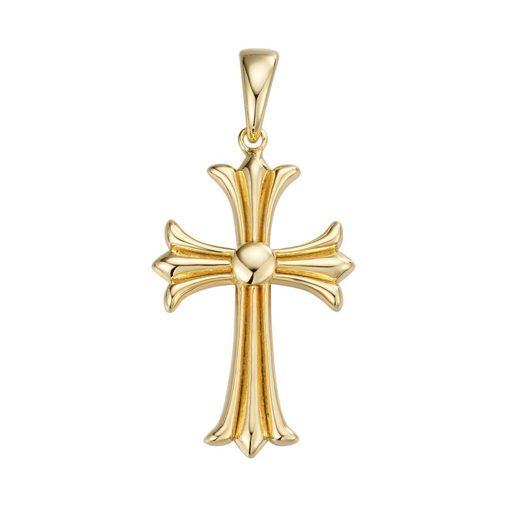 Hearts Chrome Cross Pendant - 14k Gold Vermeil 925 Silver - 3 Sizes 1"-2.5"