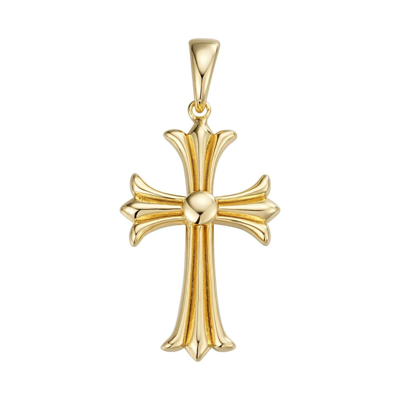 Hearts Chrome Cross Pendant - 14k Gold Vermeil 925 Silver - 3 Sizes 1"-2.5"